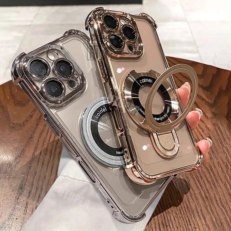 4-Punkt-Anti-Fall-Beschichtung, weiche TPU-Kickstand-Handyhülle für Apple IPhone 17 Air 16 15 14 13 11 12 Pro Max Plus, magnetische Abdeckung