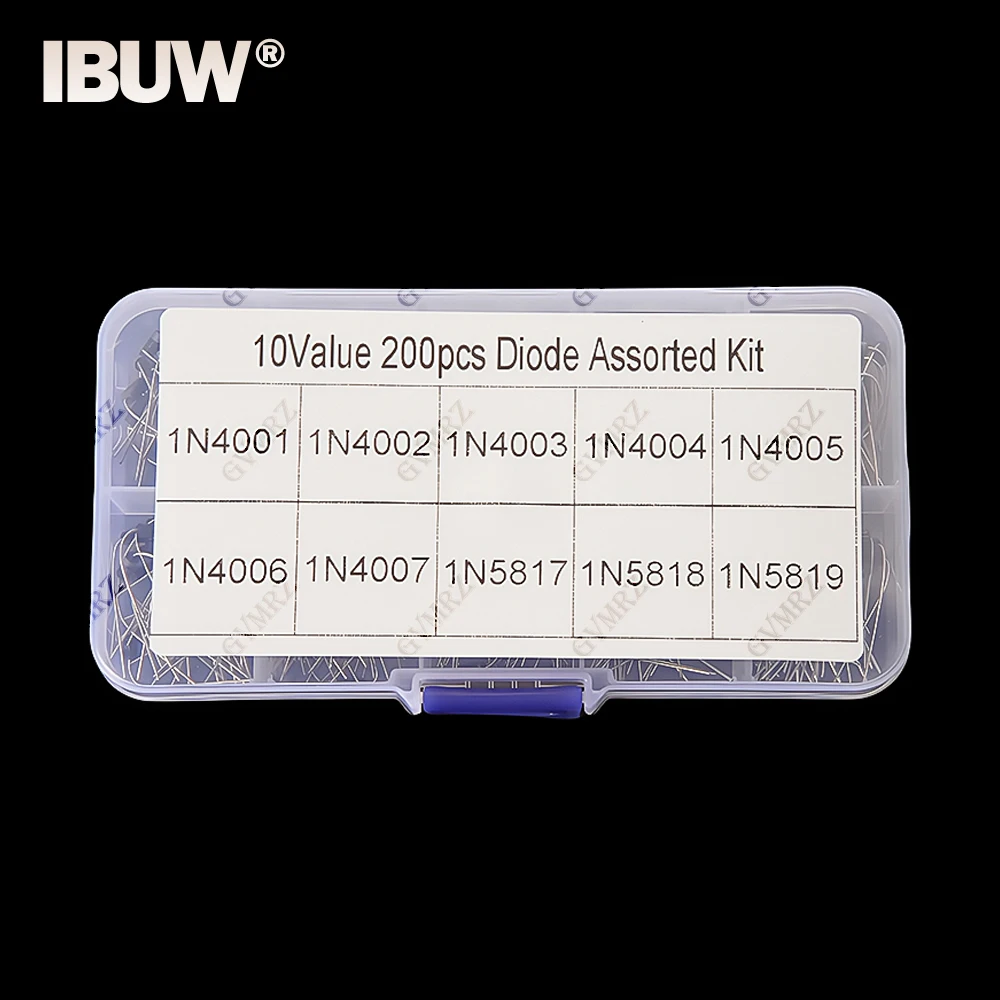 10 Values 200PCS Rectifier Diodes DIP KIT 1N4001 1N4002 1N4003 1N4004 1N4005 1N4006 1N4007 1N5817 1N5818 1N5819 