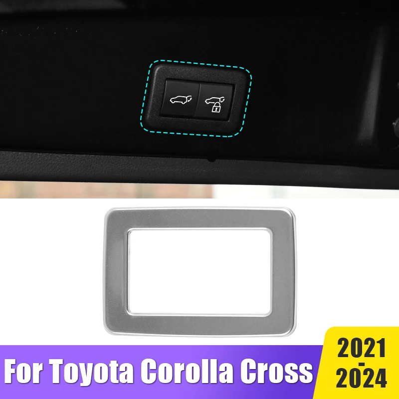 Car Styling Rear Door Trunk Switch Button Frame Cover Trim For Toyota Corolla Cross XG10 2021~2024 2022 2023 Hybrid Accessories