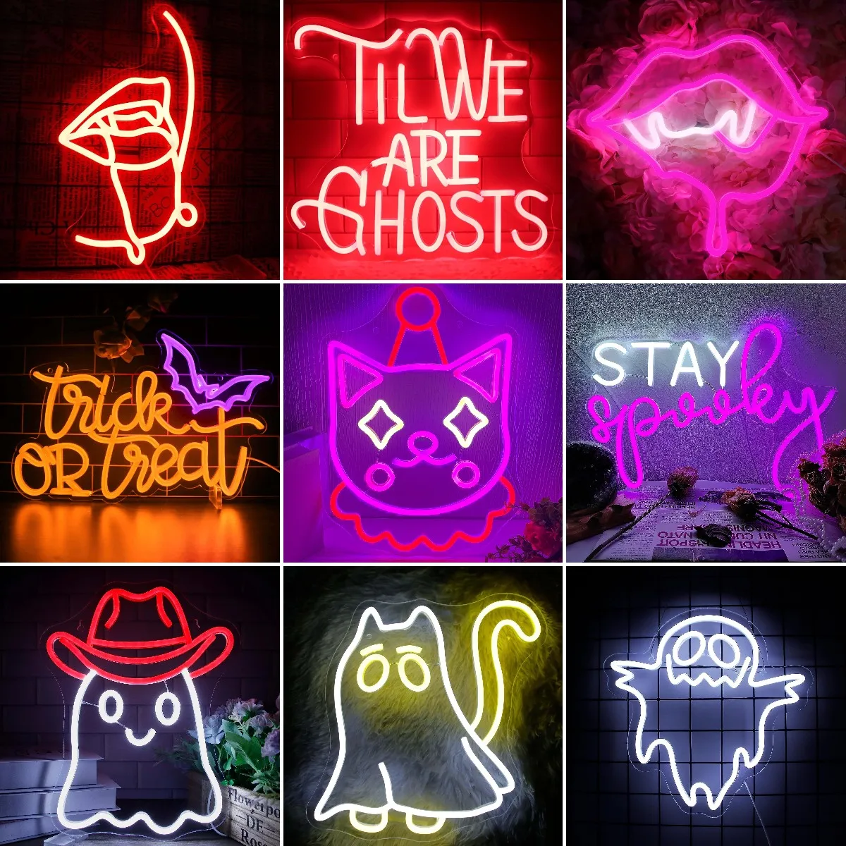 

Til We Are Ghost Neon Signs Trick Or Treat for Halloween Wall Decor LED Party Ghost Vampire Anniversary Party Home Decor Gift