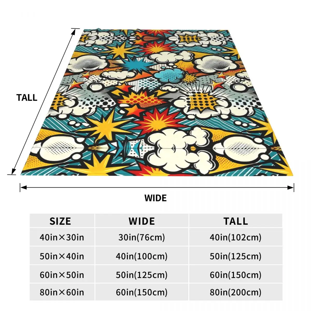 Blanket Picnic Comic Book Explosion Graffiti Art Pattern Throw Blanket Flannel Bedspread For Couch Bed Graphic Sofa Bed Cover