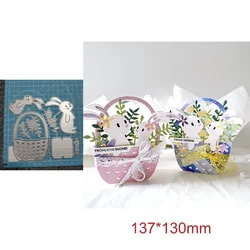 Easter Rabbit and Basket Metal Cutting Dies Embossing Paper Making Card Decorative Crafts New Dies 2024 Die Cuts for Card Making