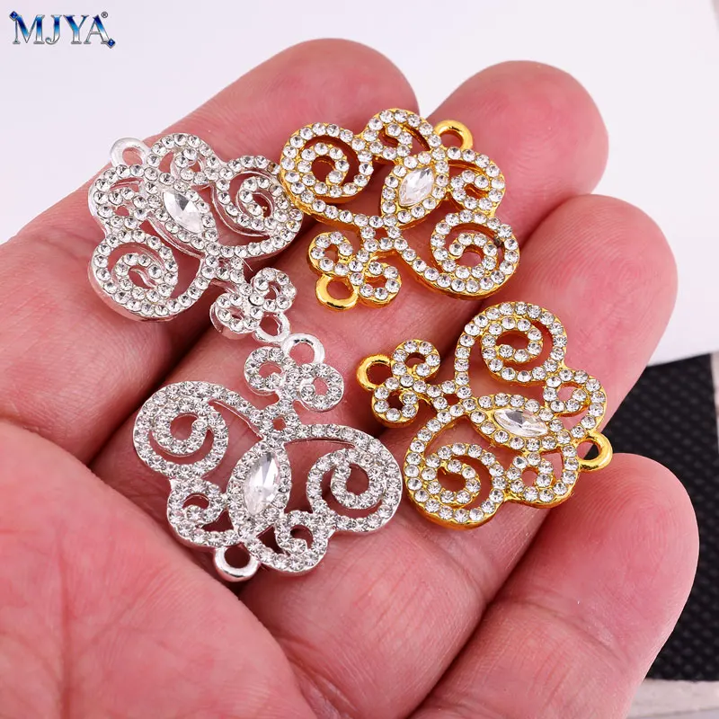 MJYA Multiple Style Filigree Flower Connectors Charms Components For DIY Fashion Jewelry Making Bracelets Supplies Accessories