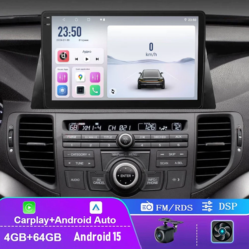

9" 4+64GB For Acura TSX 2009-2014 Deluxe Editio Car Radio 2DIN Android 15 System Support Apple Carplay Head Unit