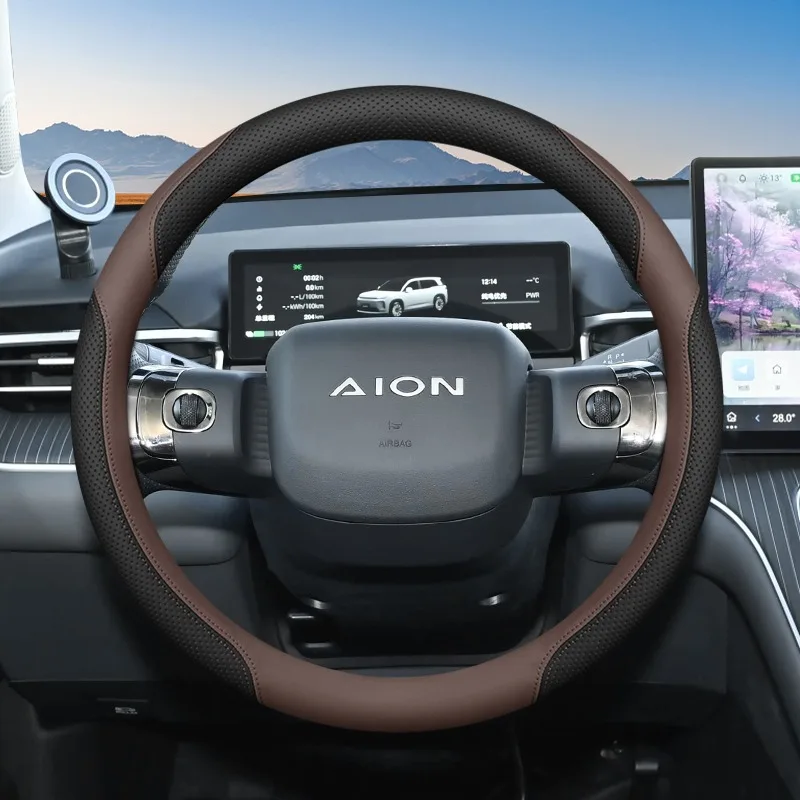 ل جديد GAC Aion I60 2025 2026 نابا الجلود غطاء عجلة القيادة سيارة رقيقة جدا المضادة للانزلاق مقبض السيارة يغطي الملحقات الداخلية #3