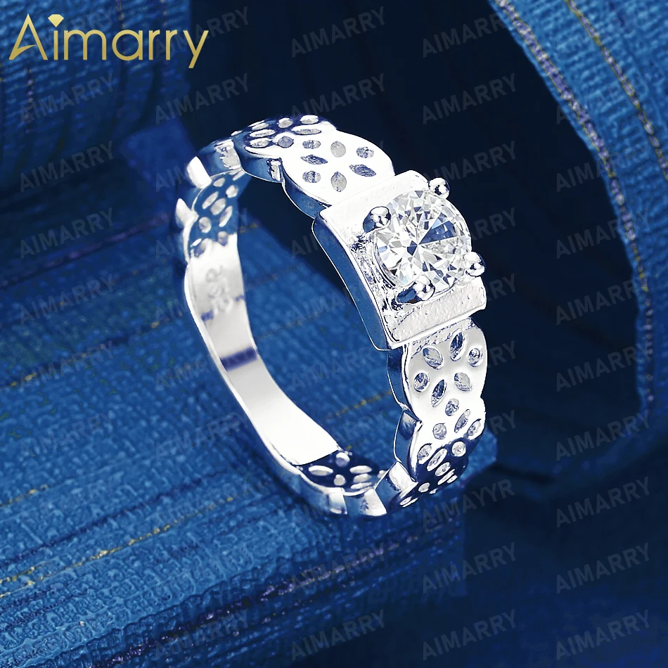 925 Sterling Silver 7-10# Retro Hollow Pattern Single AAA Zircon Ring for Women's Banquets High-quality and Fashion Jewelry
