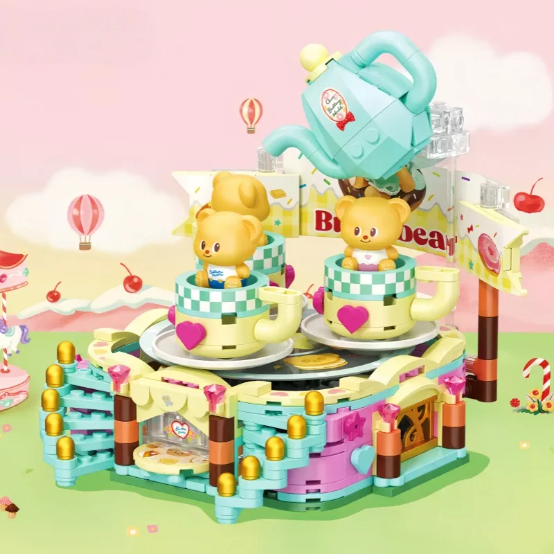 Butter Bear Assembled Building Blocks Micro Particle Children Toys Splicing Scene Model Ferris Wheel Decorations Gifts Set