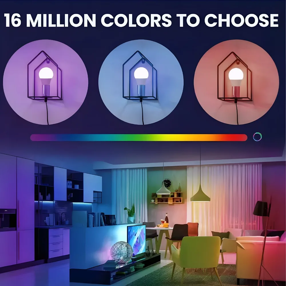 E27 LED Smart Bulb RGB Lamp Remote Control Dimmable LED Light Bulb 10W Low Power Consumption Energy-saving 220V Home Party Decor