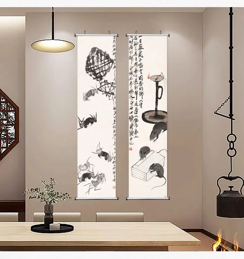 Zen Abstract Traditional Chinese Style Qi Baishi Wall Art Canvas Painting Poster Picture Print For Office Living Room Home Décor