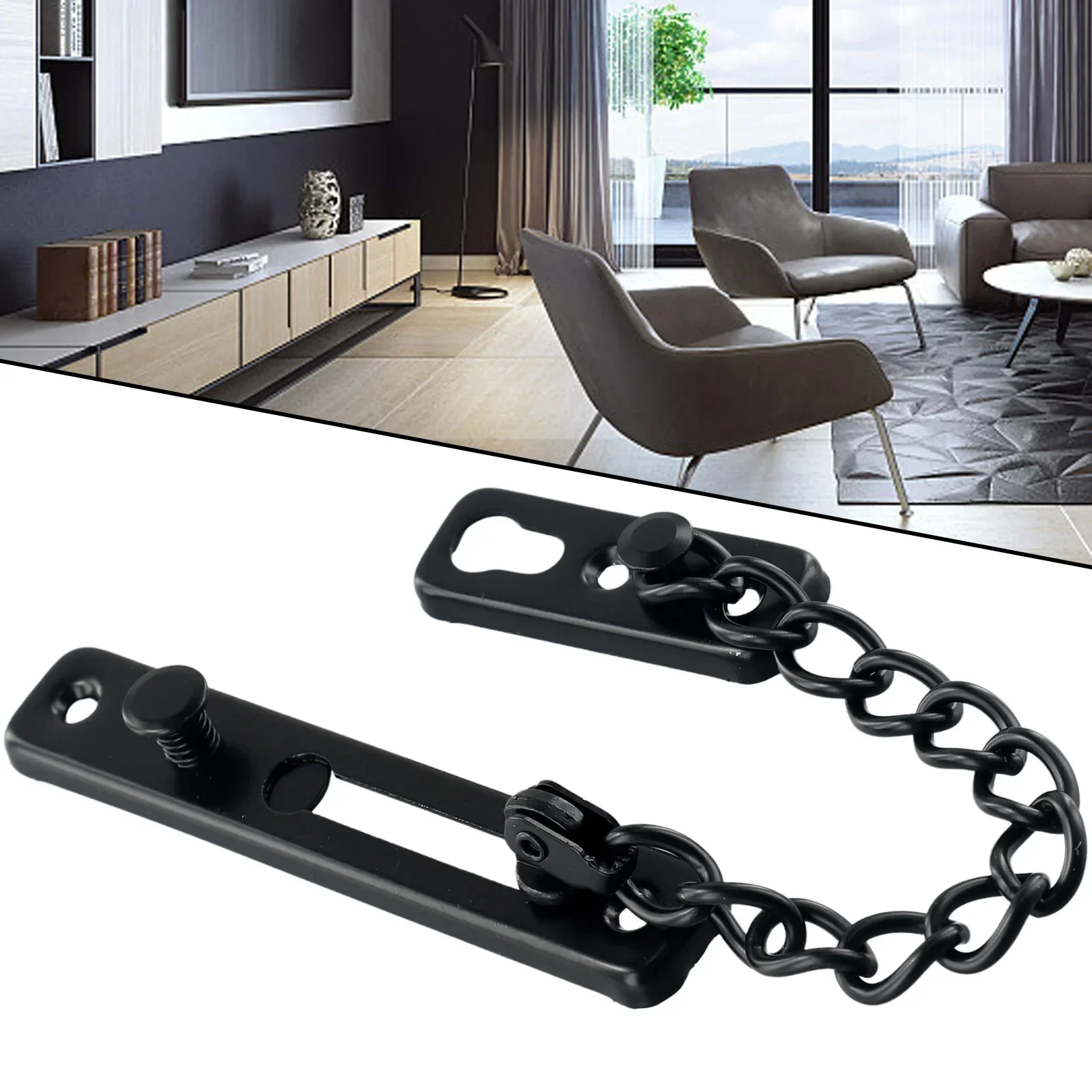 Heavy Duty Stainless Steel Door Chain Latch Bolt Restrictor Safety Lock with Hardened Chain and Secure Slide Catch