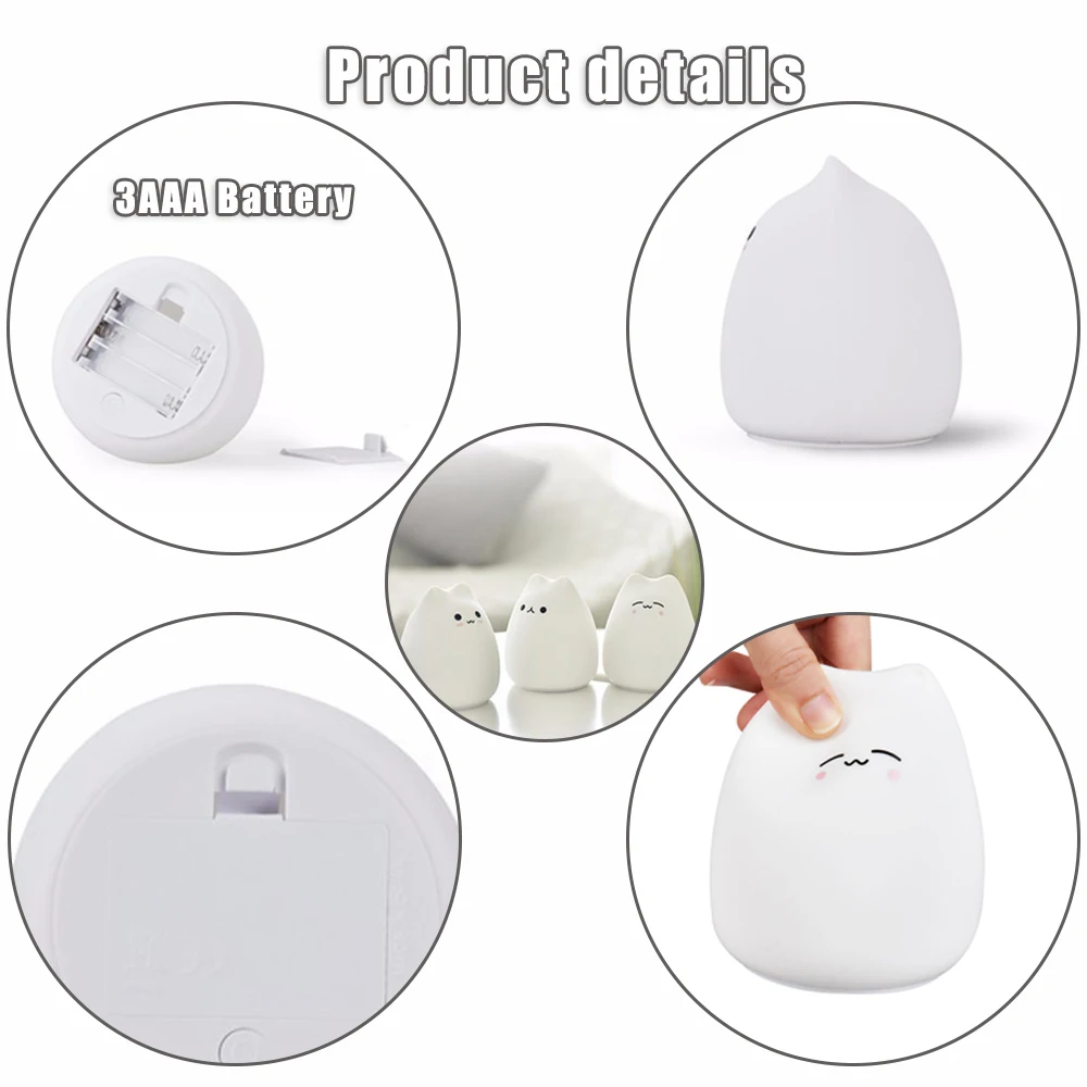 LED Night Light Cartoon Light Touch Sensor Cute Lamp Baby Nightlight Colorful LED Lamp Children Desktop Decoration Holiday Gift