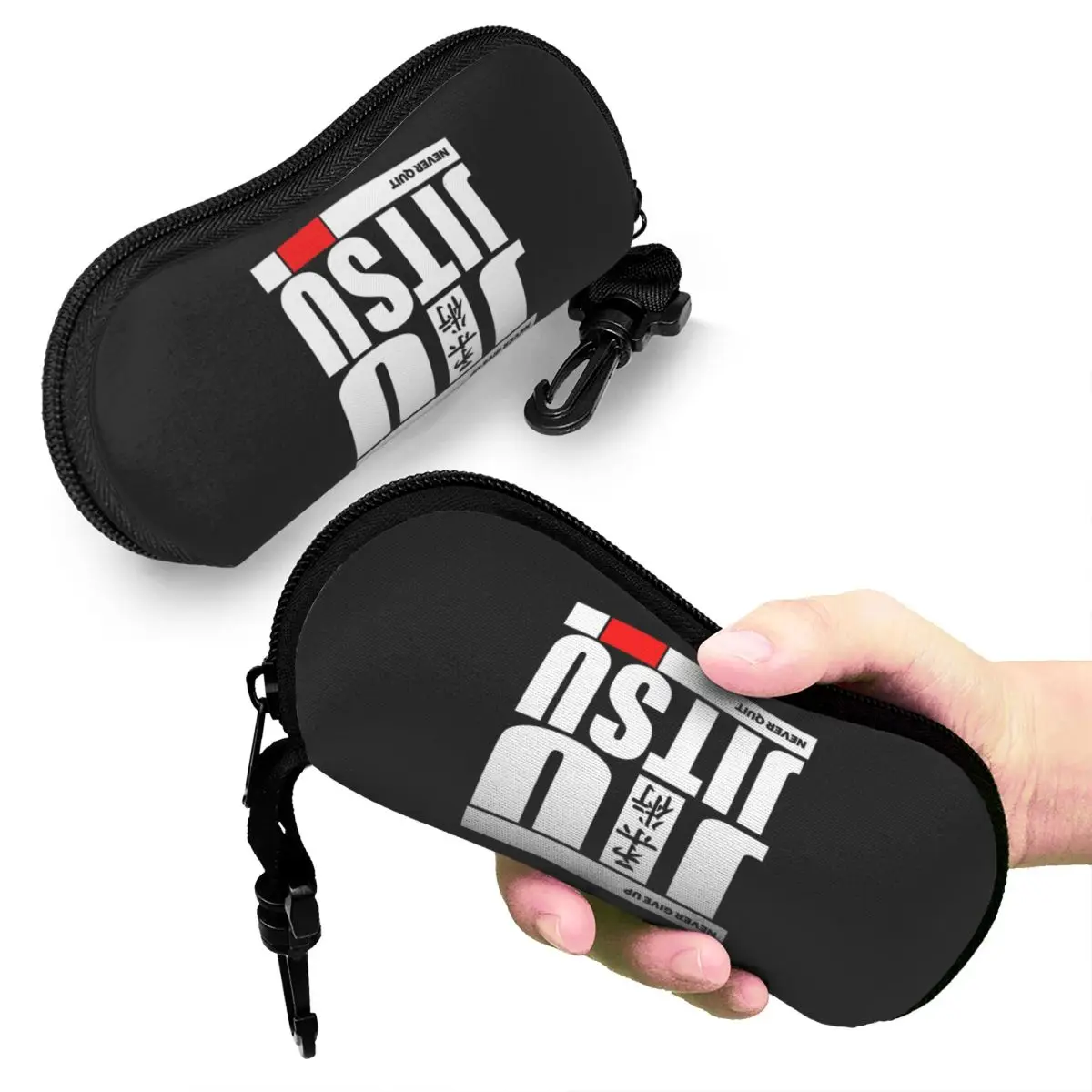 

Jiu Jitsu - Never Give Up Never Quit Shell Glasses Case Protective Sunglasses Box Women Men Soft Eyeglass Bag Pouch