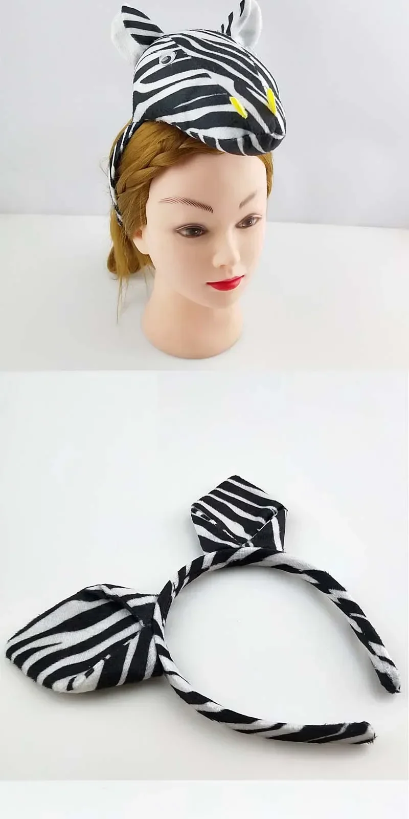 大人と子供のためのゼブライヤーヘッドバンド、テールネクタイ、手袋、動物の帽子、ハロウィーンの衣装、子供のためのコスプレ、誕生日パーティー