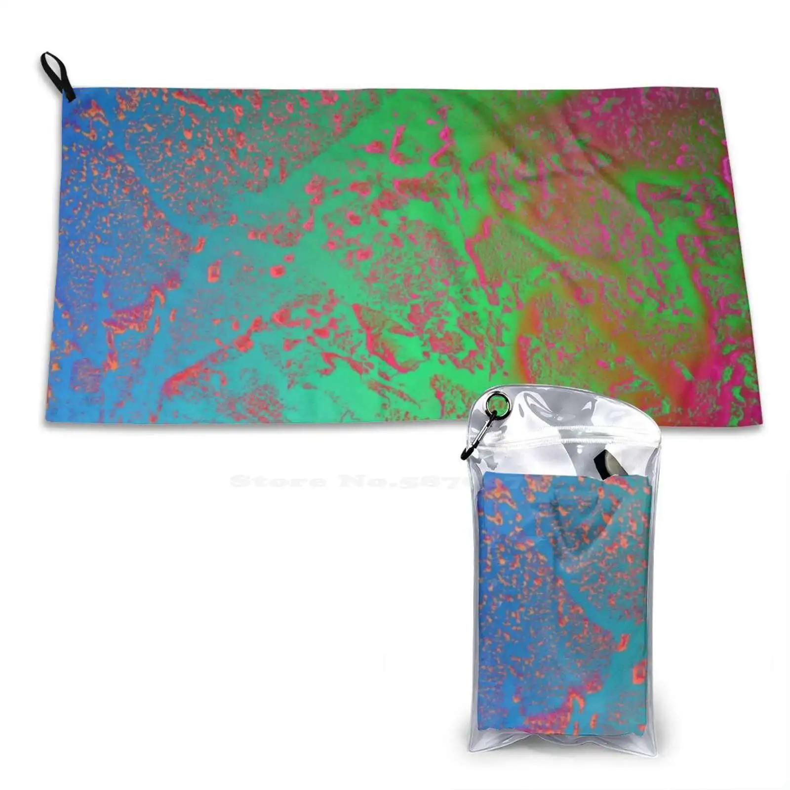 Art Doppelganger-Psychedelic Metals No. 1 Gym Outdoor Sports Fitness Towel Bath Washcloth Abstracts Plus Collection By Serge