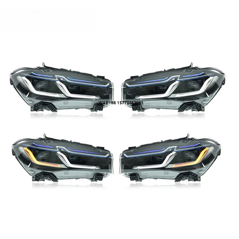 

1 Unit for Models of X5 Headlight Assembly F15 Modification LED Blue Eyebrow Daytime Running Light Turn LED Headlight X6