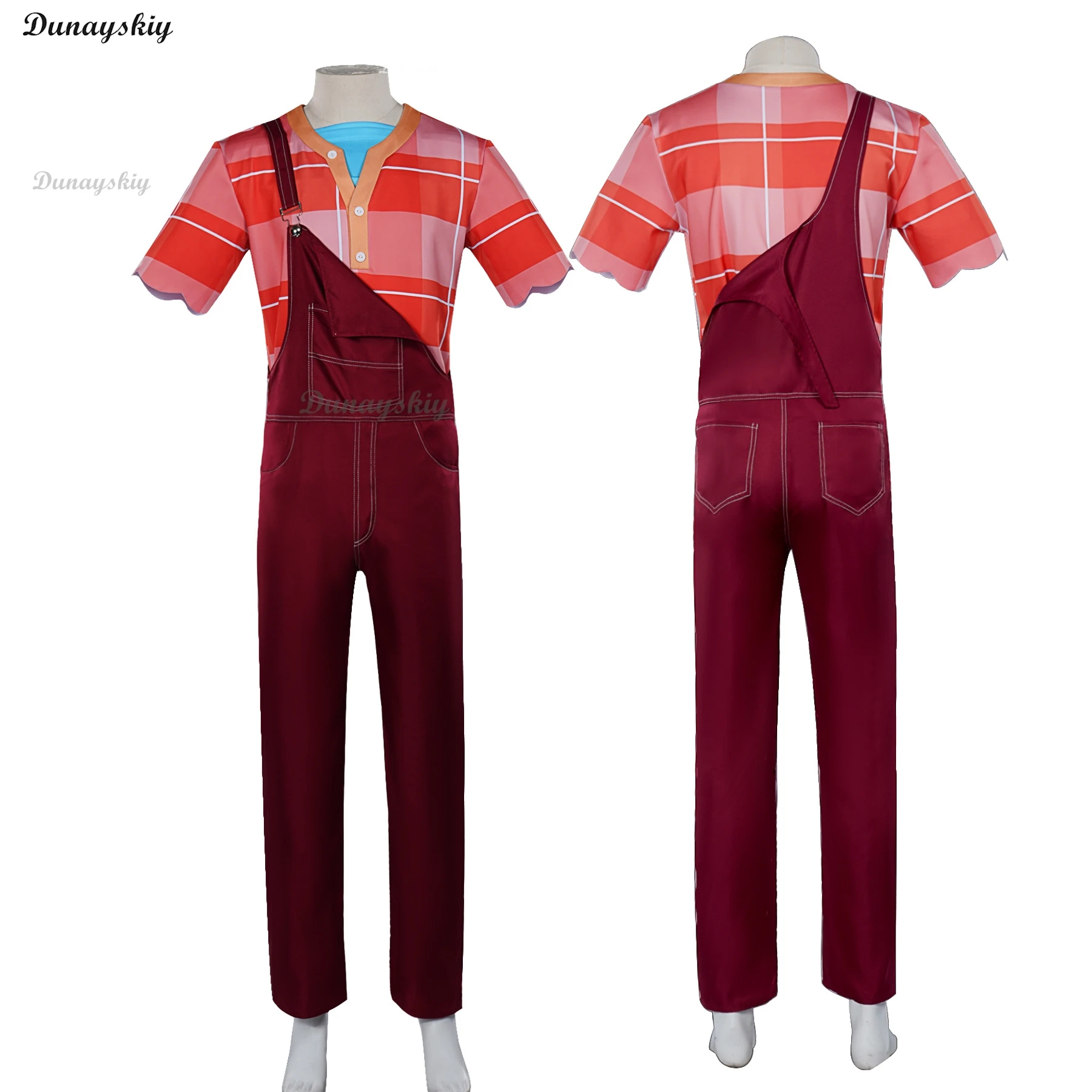 Wreck-It Ralph Anime Cosplay Set Cartoon-Accurate Dungarees Red T-Shirt  Halloween/Game-Themed Party Roleplay Costume