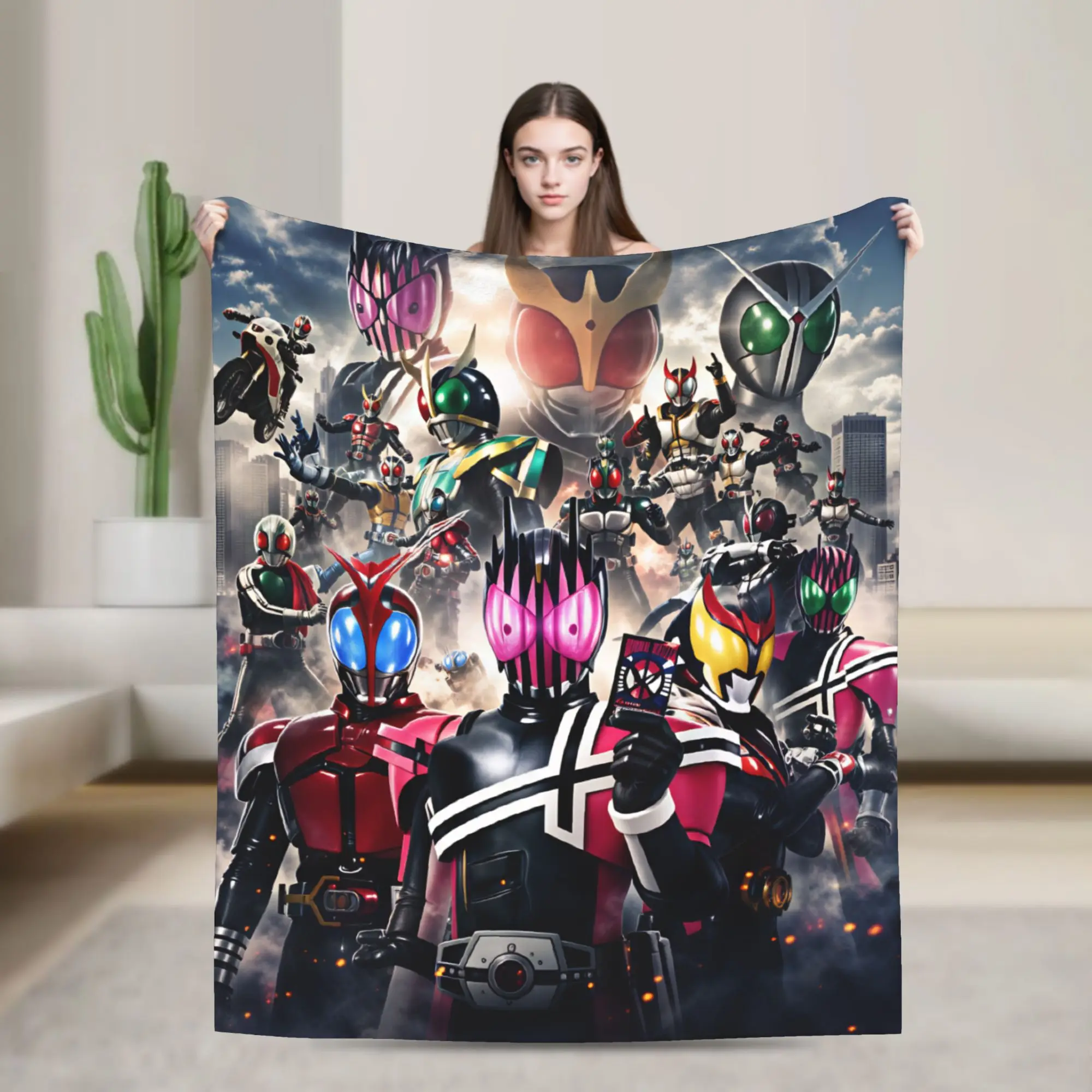Kamen Rider  Flannel Blanket  Super Warm Throw Blanket for Living Room Decorative Fashion Bedspread Sofa Bed Cover