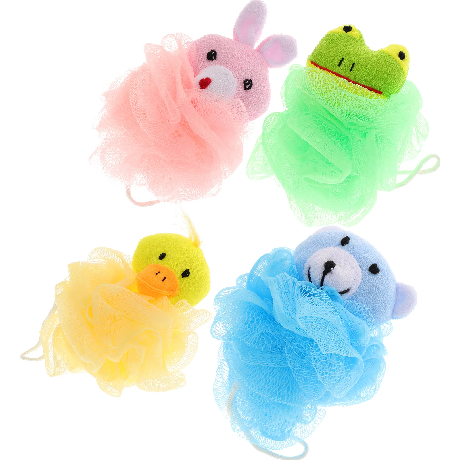 

4 Pcs Swimming Pool Toy Basket Bath Sponge Ball Take Cartoon Animal Shower Baby Sponges