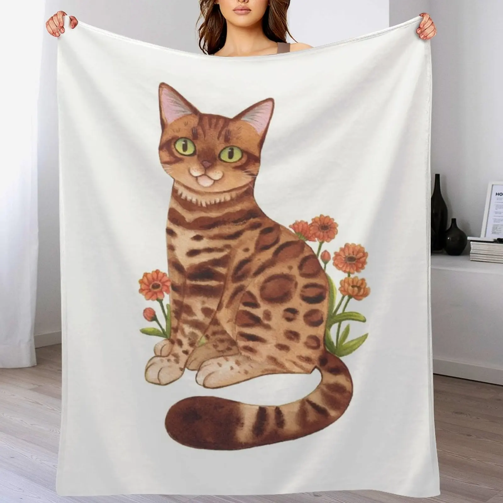 Bengal cat cartoon Throw Blanket Stuffeds Sofas blankets and throws Blankets