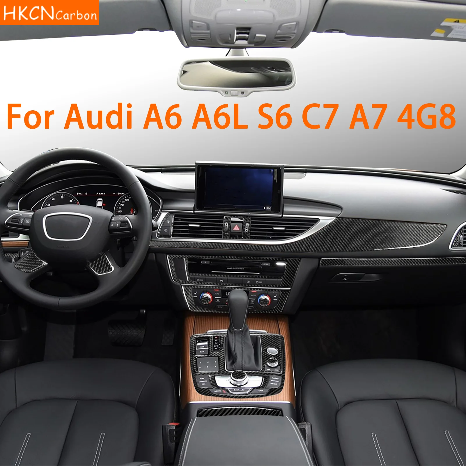 

For Audi A6 S6 A7 C7 4G8 2012— 2018 Carbon Fiber Car Accessories Headlight Door Panel Cover Trim Sticker Interior Modification