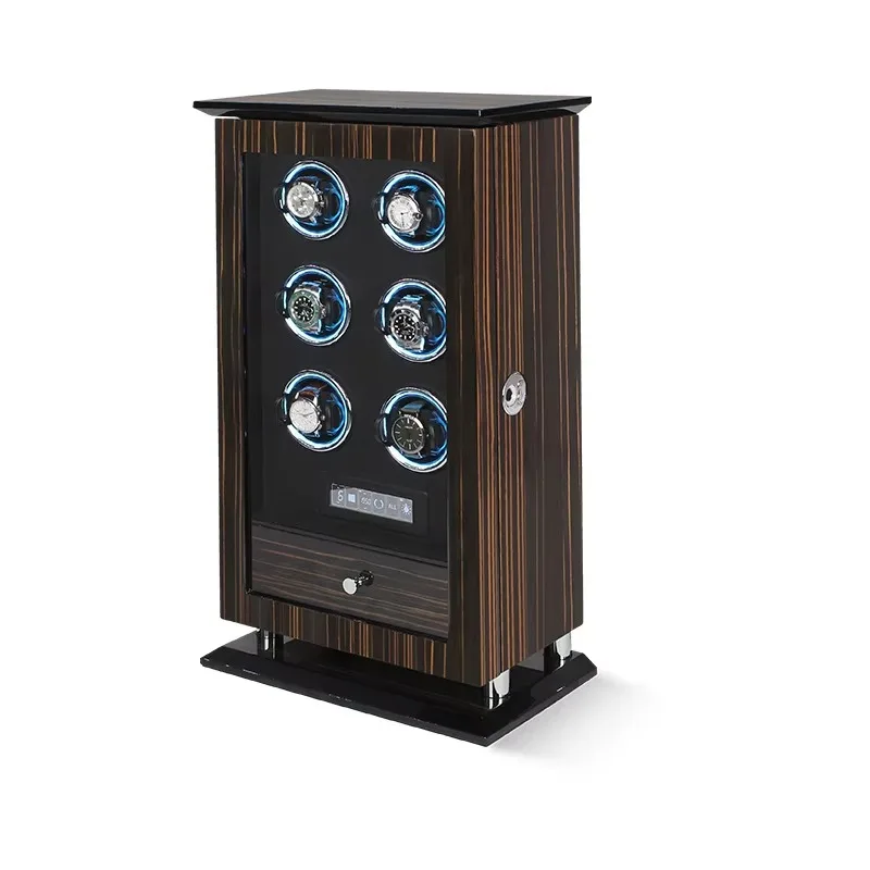 Luxury Watch Winder Box Fingerprint Unlock Mechanical Watches Safe Box Automatic Winding Collection Gradient Atmosphere Lamp