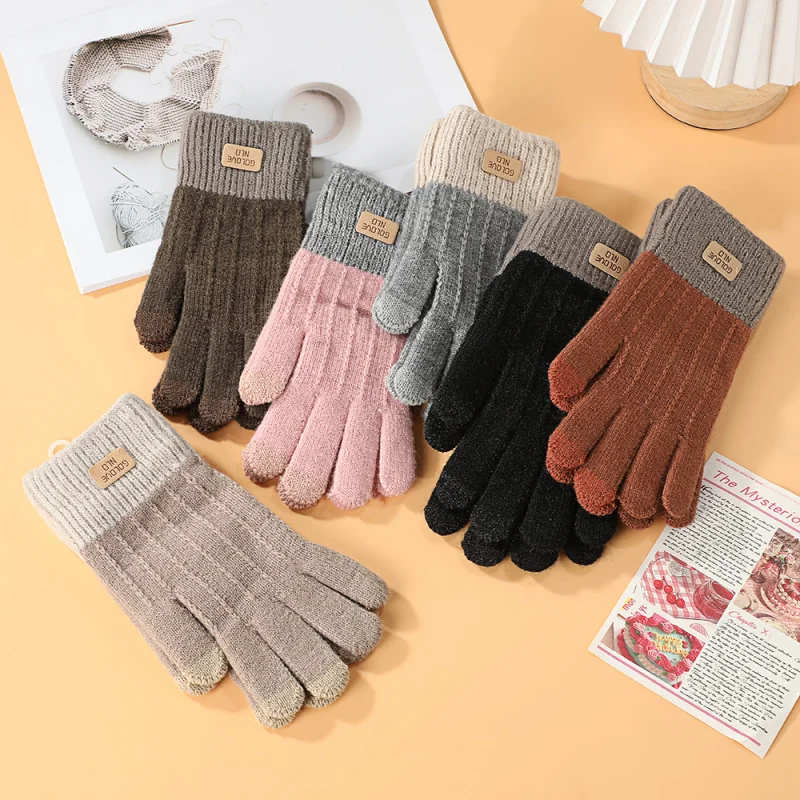 

Перчатки с сенсорным экраном для мужчин и женщин, зимние теплые термовелосипедные перчатки с флисовой подкладкой и пальцами