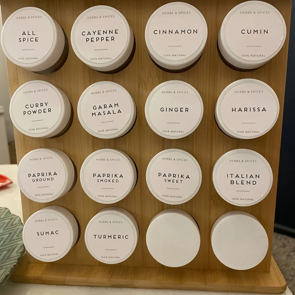 

Personalized Round Pantry Labels Basic, Gluten Free, Herbs, Spices, Teas, Nuts, Oils & Vinegars, Custom Labels