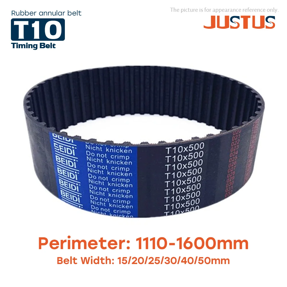 

T10 type Rubber Closed Loop Timing Belt Width 15/20/25/30/40/50mm Perimeter 1110-1600mm Pitch 10mm T10 Synchronous Belt