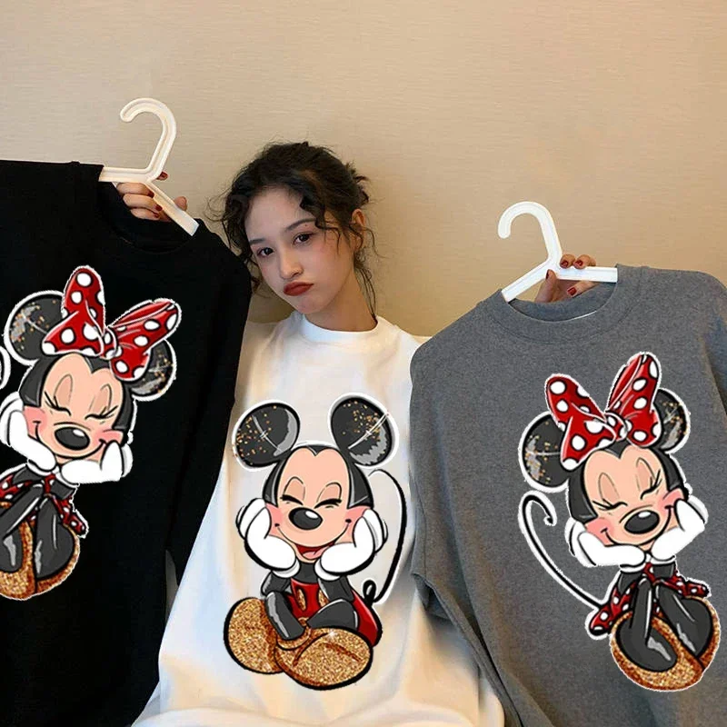 

Vintage Women T-shirts Fashion Cartoon Mickey Minnie Kawaii Top Female Ulzzang 90s Oversized T-shirt with Short Sleeves Y2k