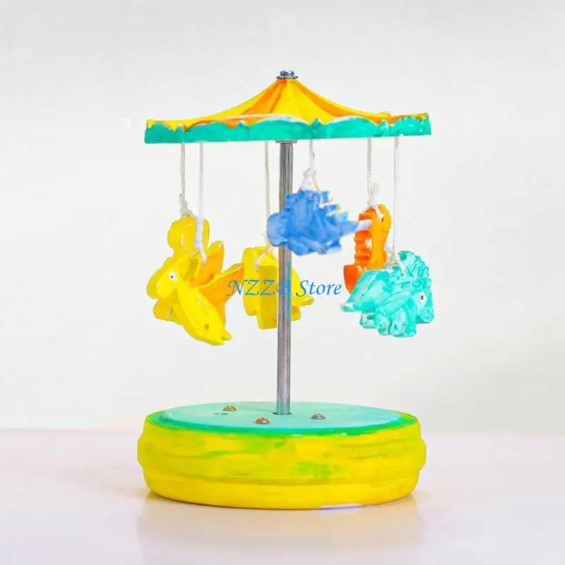 T21F DIY Silicone Mold Music-Box Carousel Shaped Casting Mold Rotating Music-Box Molds Set DIY Ornament Making Moulds Set