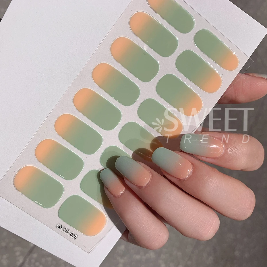 6 sztuk/zestaw pieczenie za darmo stałe gradientowe pełne pokrycie naklejka do paznokci paski łatek paski lakieru do paznokci okłady dla kobiet Manicure dekoracje