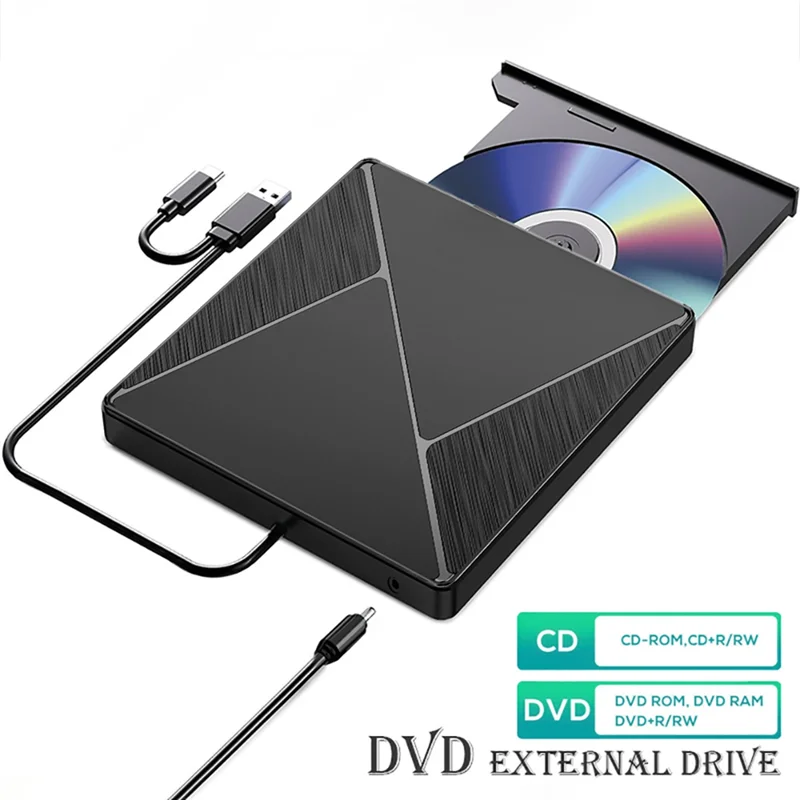 

Усовершенствованный внешний DVD-привод USB3.0, записывающее устройство для компакт-дисков, портативный USB-диск-DVD-привод с двойным интерфейсом Type-C для портативных ПК