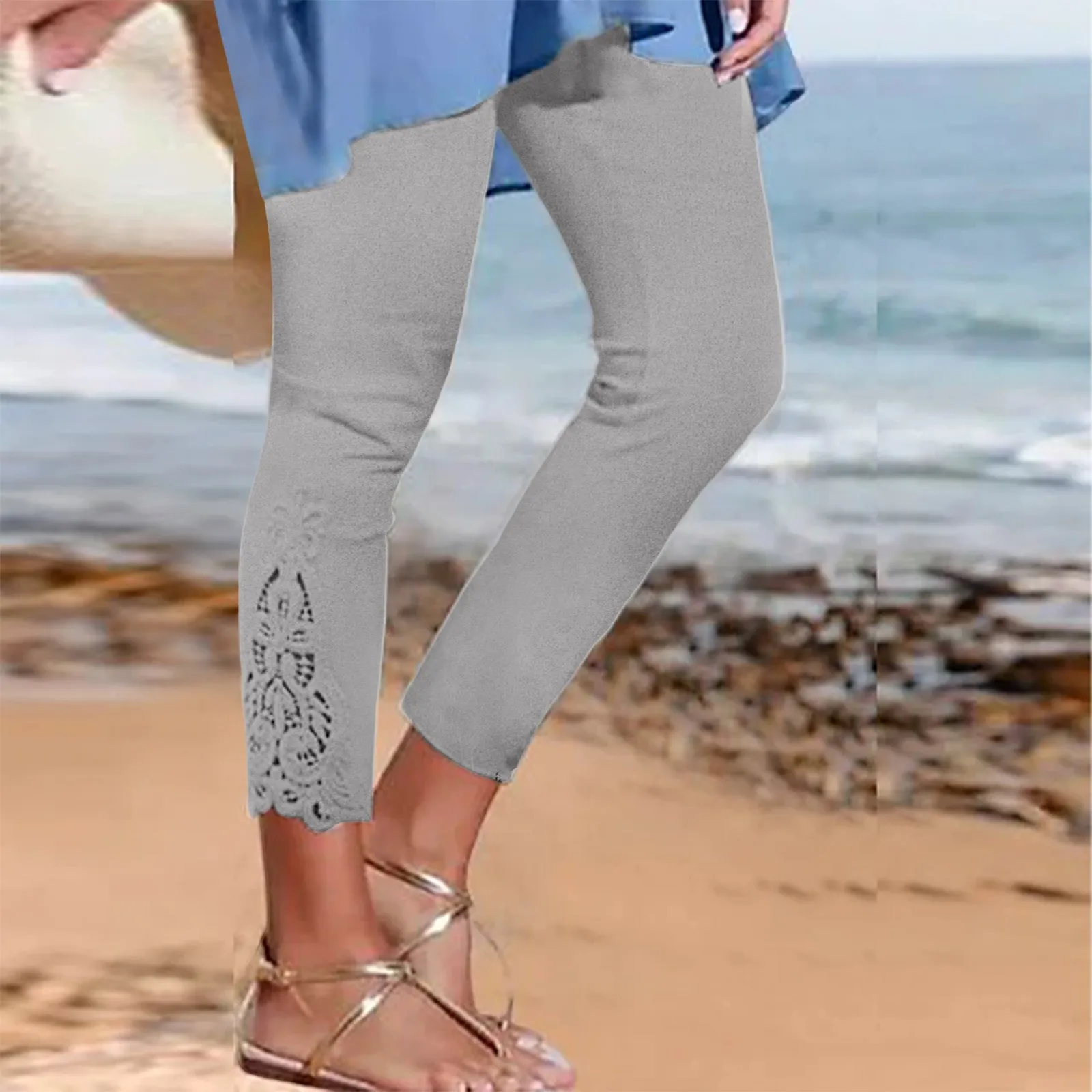 Frauen lange Hosen Spitze hoch taillierte schlanke dehnbare vielseitige Frühling Herbst kurze Hosen Leggings Sommer Reithosen Pantalones