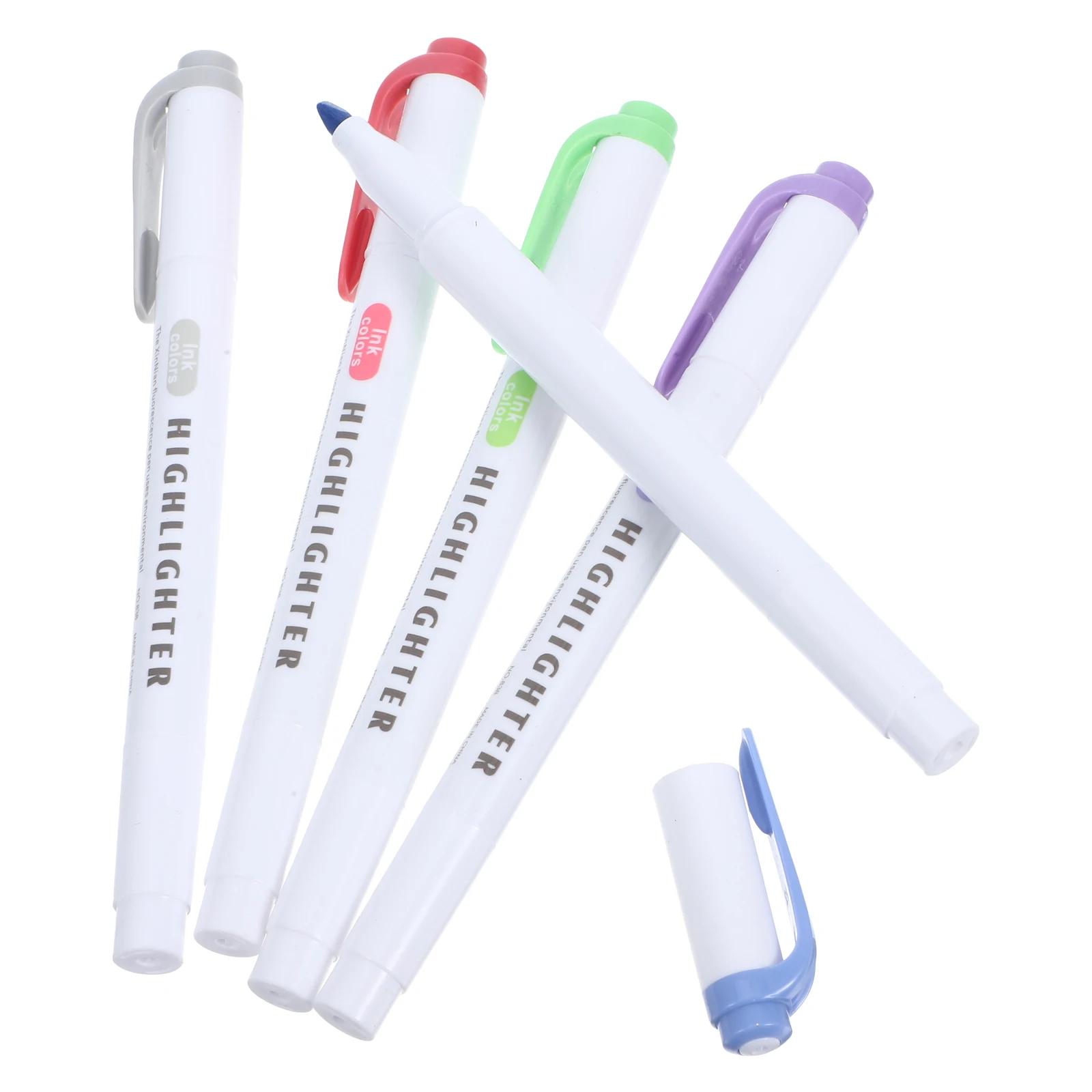 

5 Pcs Double Head Colored Markers Student Highlighter Plastic Colorful Highlighters
