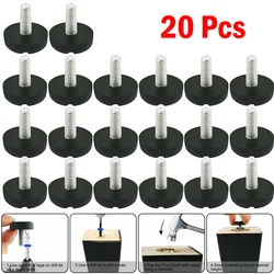 20Pcs Adjustable Galvanized Steel Furniture Legs Anti-slip Base Table Cabinet Leg Pad Feet Leveler M6 Screw Metal Furniture Foot