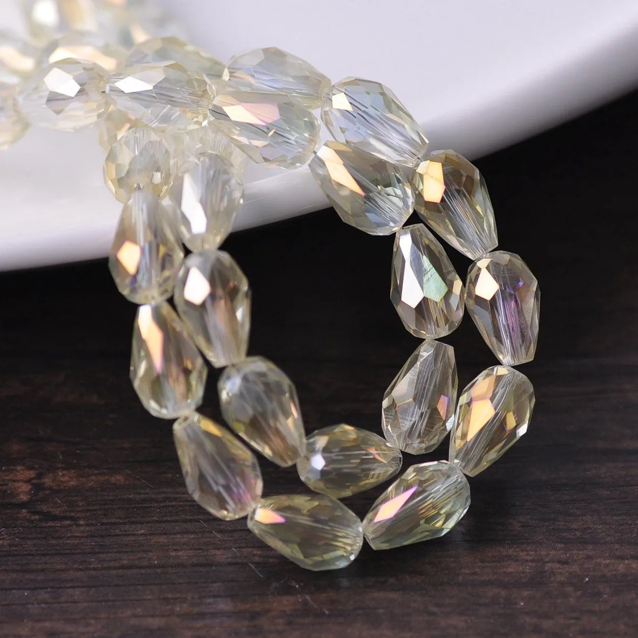 5x3mm 7x5mm 12x8mm 15x10mm 18x12mm Teardrop Pear Shape Faceted Plated Crystal Glass Loose Crafts Beads for Jewelry Making DIY