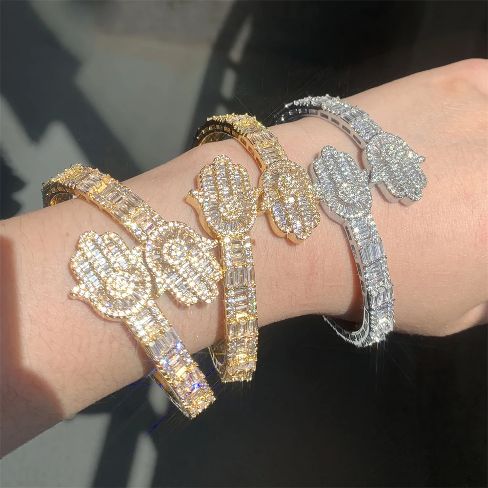 

Креативный позолоченный медный браслет в стиле хип-хоп с инкрустацией цирконом, модные острые украшения унисекс