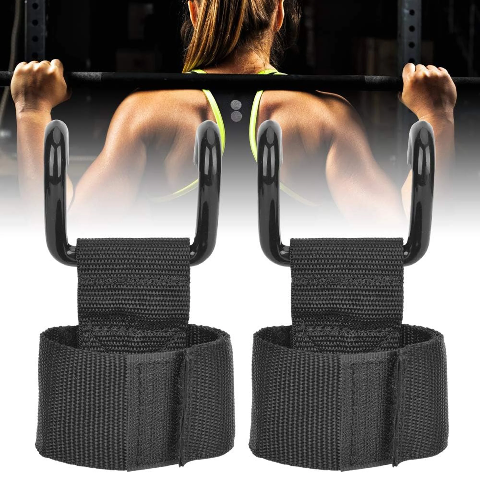 1/2pcs Weight Lifting Hook Grips with Padded Handles Gym Fitness Pull-Ups Strength Training Bar Aids Stainless Hook Weight Strap
