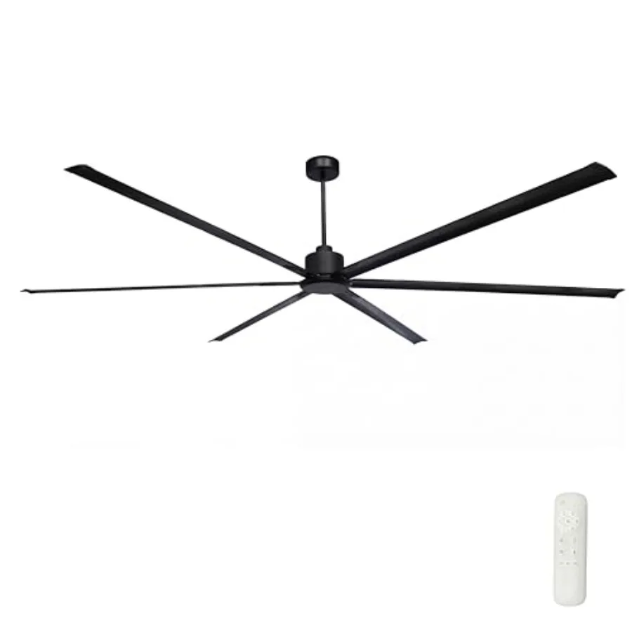 120 Inch HVLS Industrial Ceiling Fan for Warehouse Barn Church Auto Shop, Aluminum Blades, Gray, Quiet 90W DC Motor with Remote