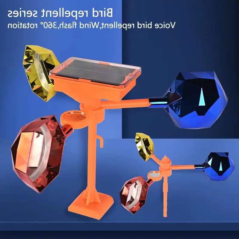 

1 Set 360° Rotating Solar Bird Repeller Waterproof Solar Energy Bird Repelling Device Reflector Farm Orchard Bird Scaring Device