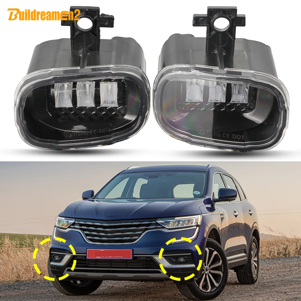 2 Pieces 30W 6000LM Car Fog Light Daytime Running Lamp DRL 12V For Renault Koleos Samsung QM6 (Facelift) 2020 2021 2022 2023