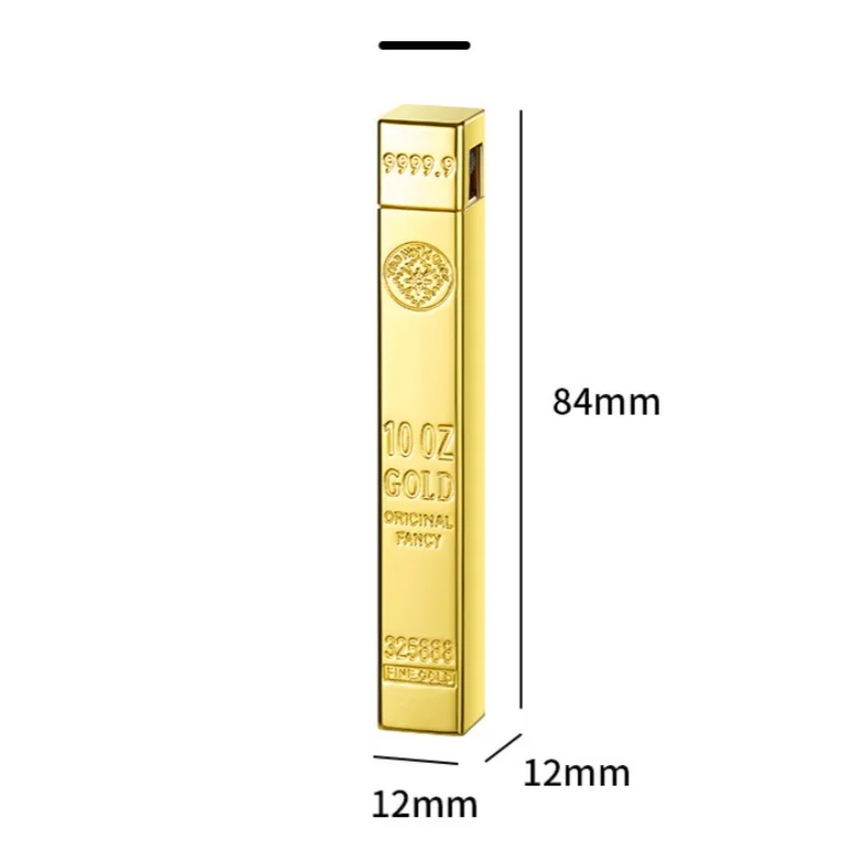 Creative Gold Bar Design Slim Open Flame Butane Gas Lighter Grinding Wheel Ignition Outdoor Portable Mini Lighters Smoking Gifts