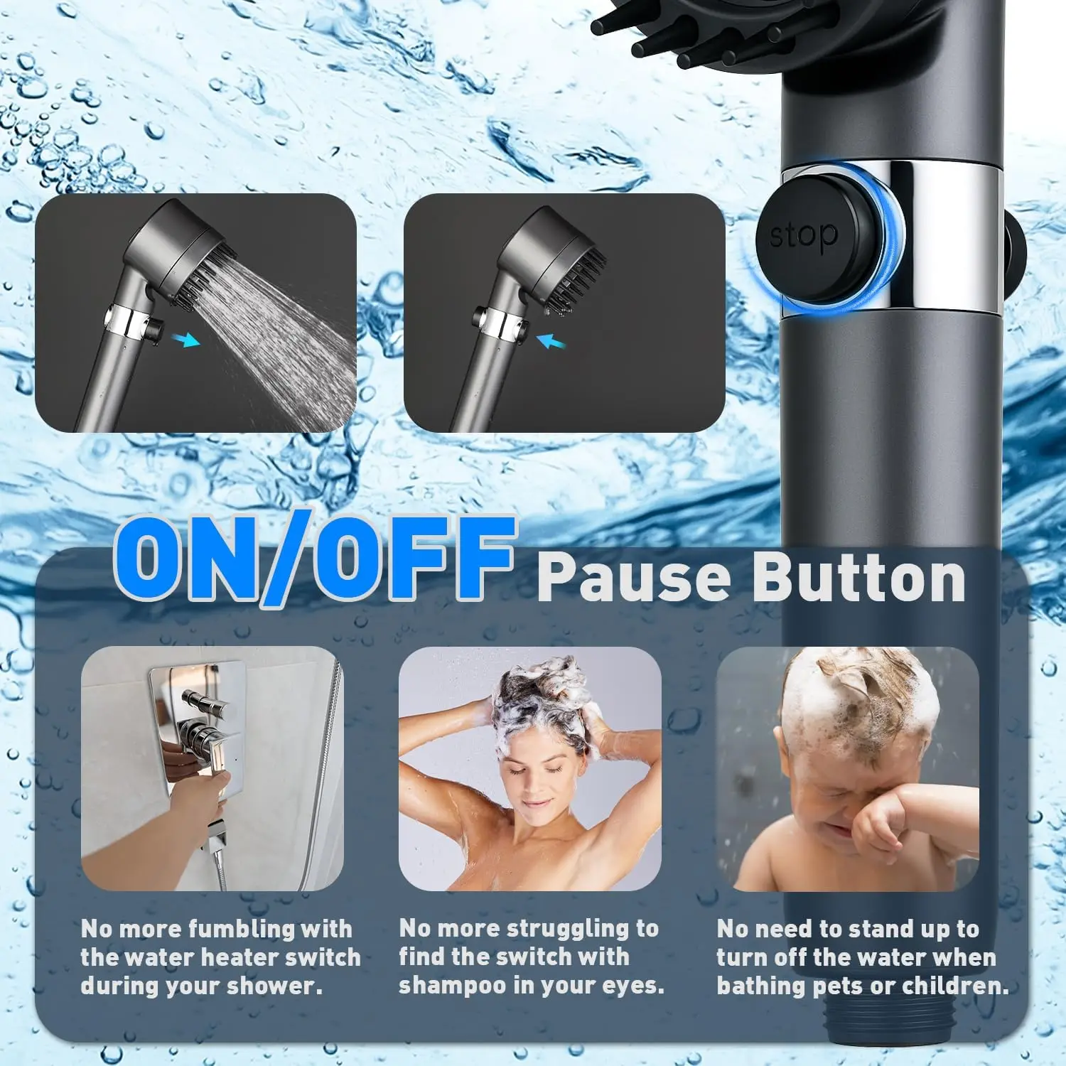 High Pressure Shower Head with Handheld 4 Spray Modes Filtered for Hard Water Remove Chlorine ON/OFF Switch for Pets with 79 view 6