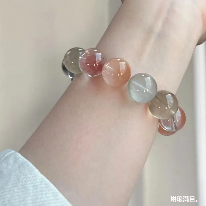 Natural authentic premium rabbit hair crystal bracelet, single-loop, candy-colored, fresh and versatile, women's cry