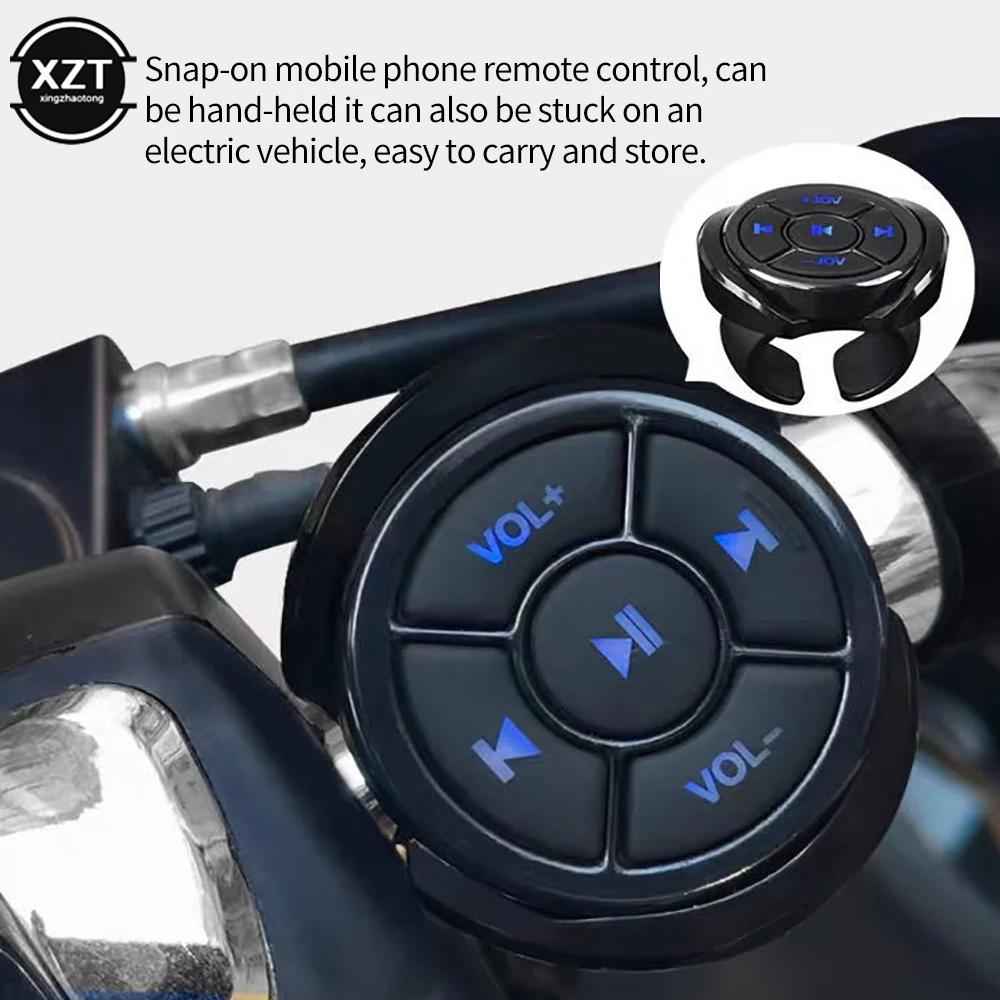 Newest Wireless Bluetooth Media Button Remote Controller Car Motorcycle Bike Steering Wheel MP3 Music Play For IOS Android Phone