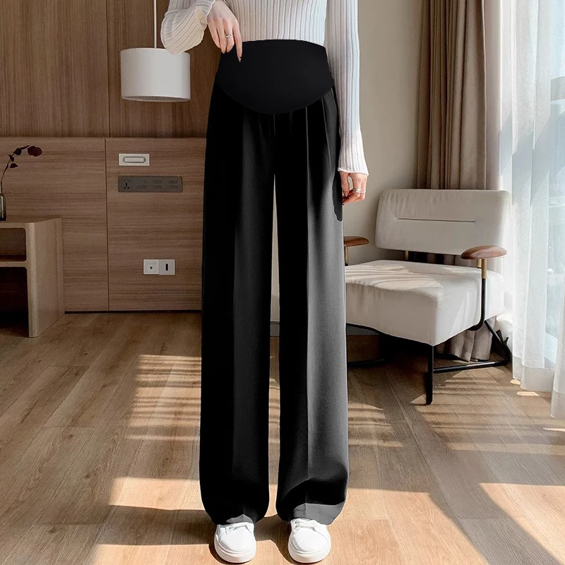 الربيع بدلة الأمومة السراويل عالية الخصر الطابق طول المرأة الحامل البطن السراويل أنيقة الحمل الملابس الرسمية