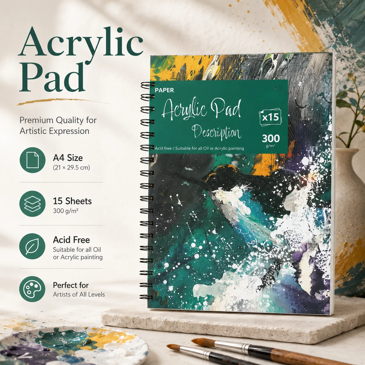 A4 Artist Sketch Pad with Famous Painting Cover - Great for Doodling, Mindfulness & Creative Therapy - Non-Toxic, Safe for Kids & Adults