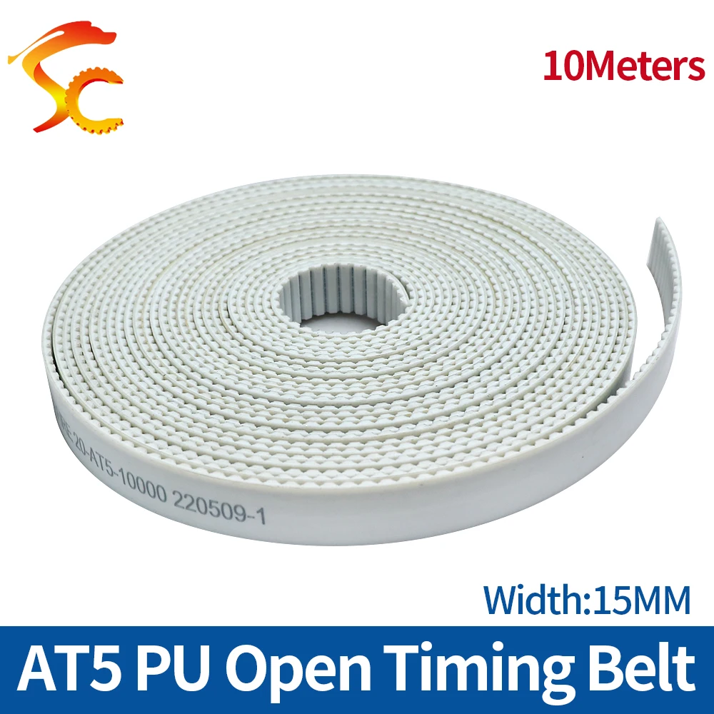 

10Meters Trapezoid polyurethane AT5 Open timing belt AT5-15mm Width 15mm white Synchronous belt PU AT5 belt