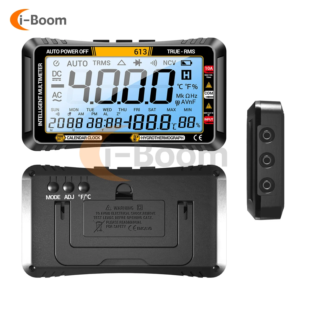 Smart Multimeter  Full Screen Touch Operation with Calendar Temperature and Humidity Meter Multifunction Electrician Instrument