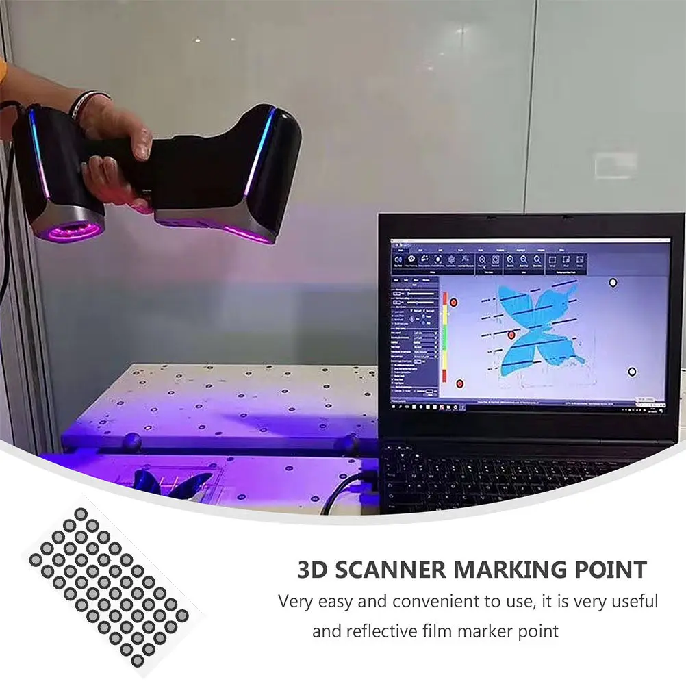 

2 Sheets 3D Scanner Marking Points Reflective Film Reference Points for Precision Scanning Reverse Engineering Metrology